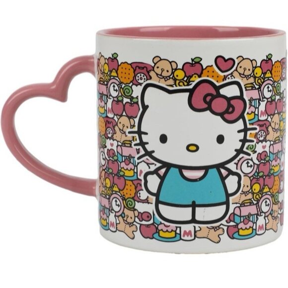 Hello Kitty Mug Pink Heart Handle 16oz Ceramic Cup Cute Gift Collectible - Picture 1 of 5